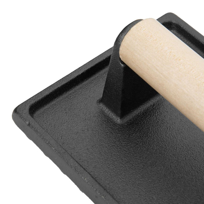 Vogue Cast Iron Steak Weight with Wood Handle Vogue