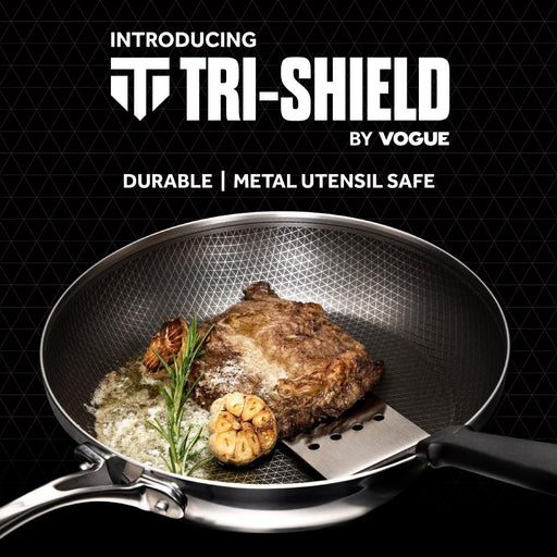 Vogue Tri-Shield Stainless Steel Frying Pan with Clad Coating 28cm Vogue