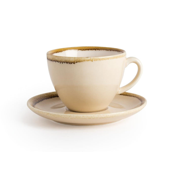 Olympia Kiln Cappuccino Saucers Sandstone 140mm (6 Pack) Olympia