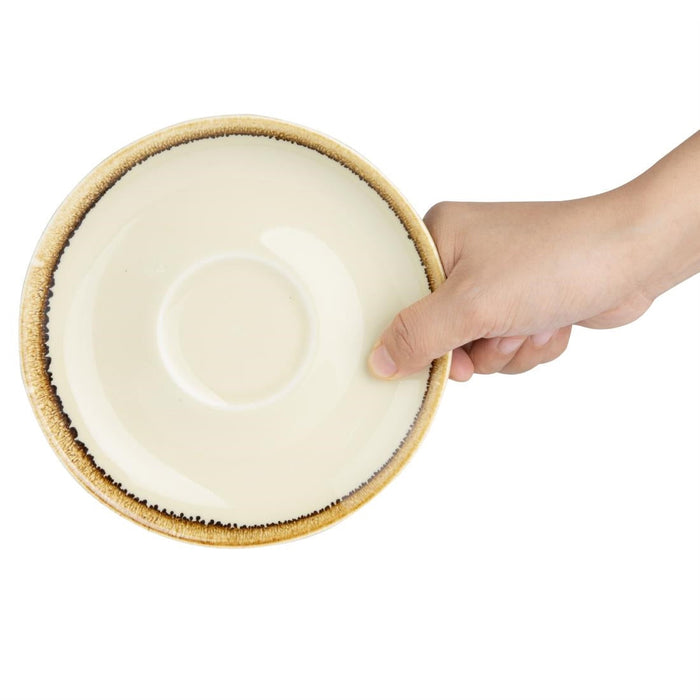 Olympia Kiln Cappuccino Saucers Sandstone 160mm (6 Pack) Olympia