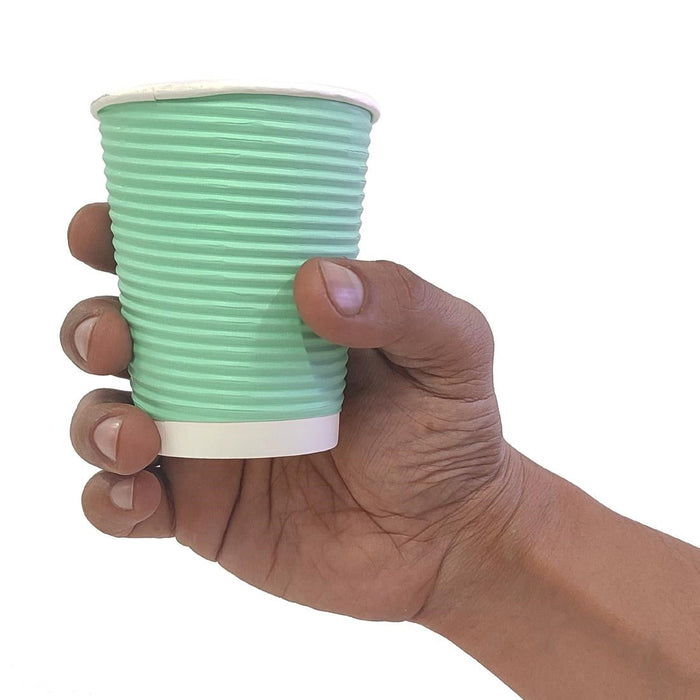 Fiesta Recyclable Coffee Cups Ripple Wall Turquoise 225ml / 8oz (500 Pack) Fiesta Recyclable