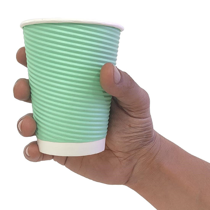 Fiesta Recyclable Coffee Cups Ripple Wall Turquoise 340ml / 12oz (500 Pack) Fiesta Recyclable