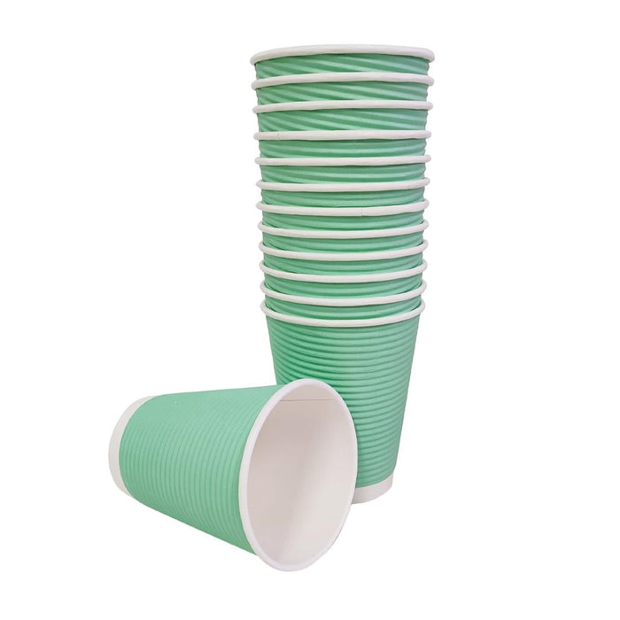 Fiesta Recyclable Coffee Cups Ripple Wall Turquoise 340ml / 12oz (500 Pack) Fiesta Recyclable