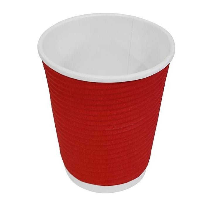 Fiesta Recyclable Coffee Cups Ripple Wall Red 225ml / 8oz (25 Pack) Fiesta Recyclable