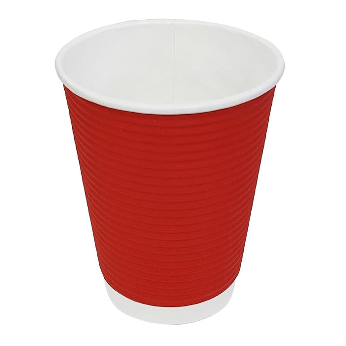 Fiesta Recyclable Coffee Cups Ripple Wall Red 340ml / 12oz (500 Pack) Fiesta Recyclable