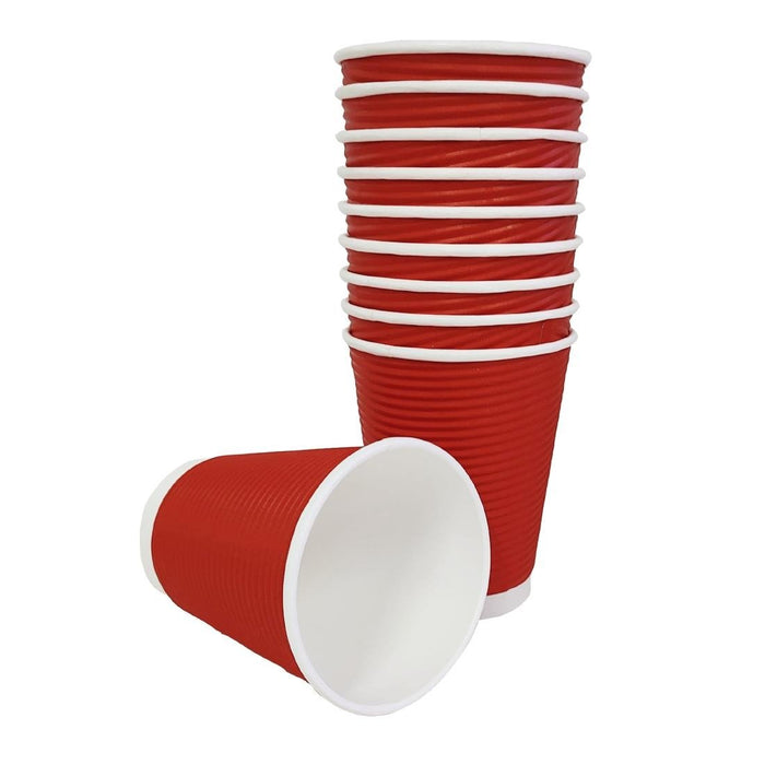 Fiesta Recyclable Coffee Cups Ripple Wall Red 340ml / 12oz (500 Pack) Fiesta Recyclable