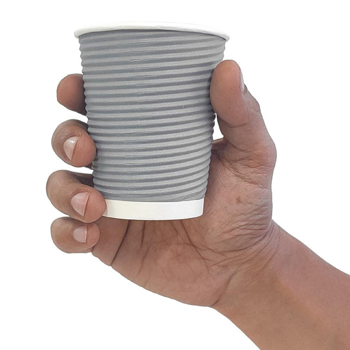 Fiesta Recyclable Coffee Cups Ripple Wall Charcoal 225ml / 8oz (500 Pack) Fiesta Recyclable