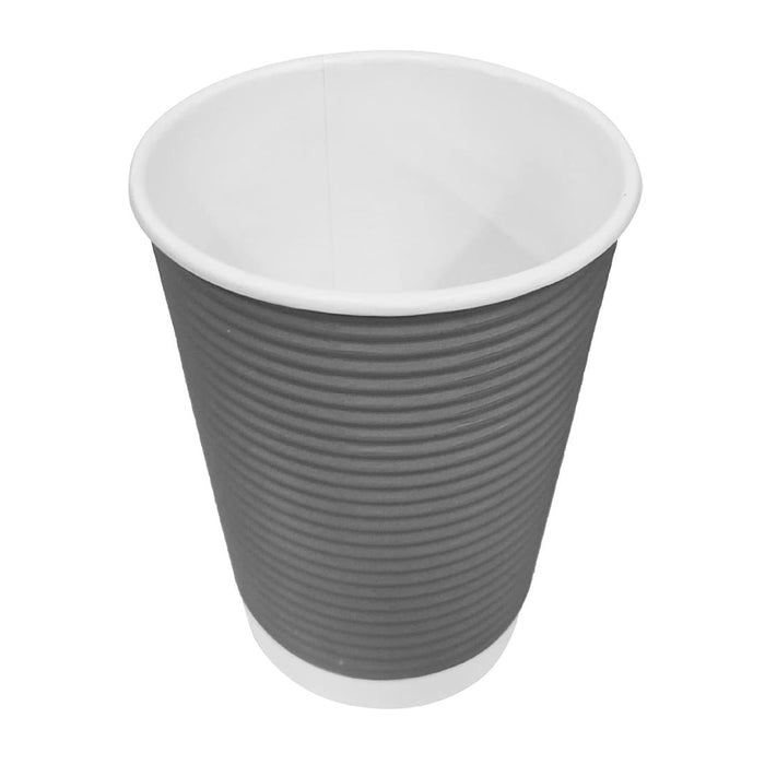 Fiesta Recyclable Coffee Cups Ripple Wall Charcoal 225ml / 8oz (25 Pack) Fiesta Recyclable