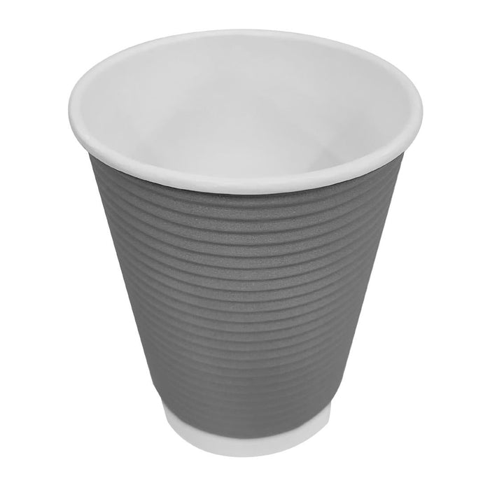 Fiesta Recyclable Coffee Cups Ripple Wall Charcoal 340ml / 12oz (25 Pack) Fiesta Recyclable
