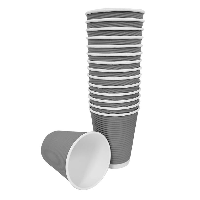 Fiesta Recyclable Coffee Cups Ripple Wall Charcoal 340ml / 12oz (25 Pack) Fiesta Recyclable