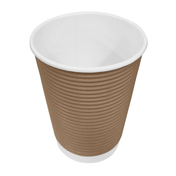 Fiesta Recyclable Coffee Cups Ripple Wall Kraft 225ml / 8oz (25 Pack) Fiesta Recyclable