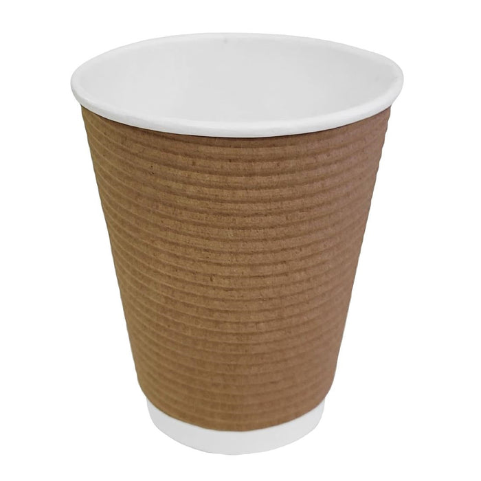 Fiesta Recyclable Coffee Cups Ripple Wall Kraft 340ml / 12oz (500 Pack) Fiesta Recyclable