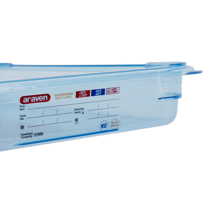 Araven ABS Food Storage Container Blue GN 1/1 65mm Araven