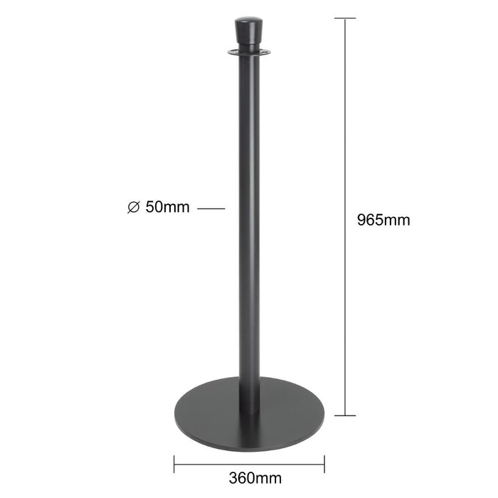 Bolero Flat Base Barrier Posts Black (2 Pack) Bolero