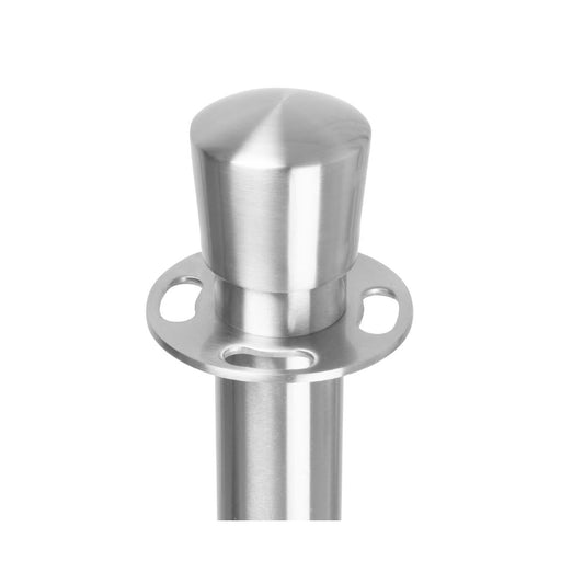 Bolero Flat Base Barrier Posts Brushed Stainless Steel (2 Pack) Bolero