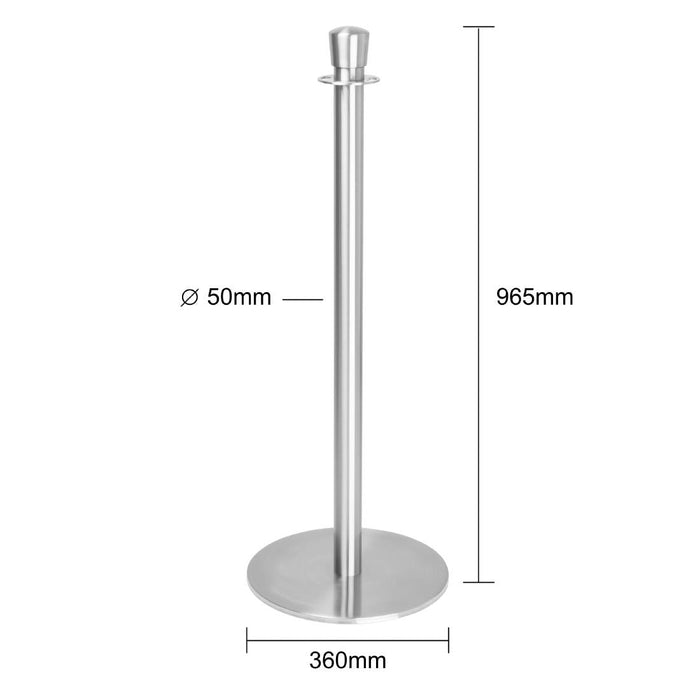 Bolero Flat Base Barrier Posts Brushed Stainless Steel (2 Pack) Bolero