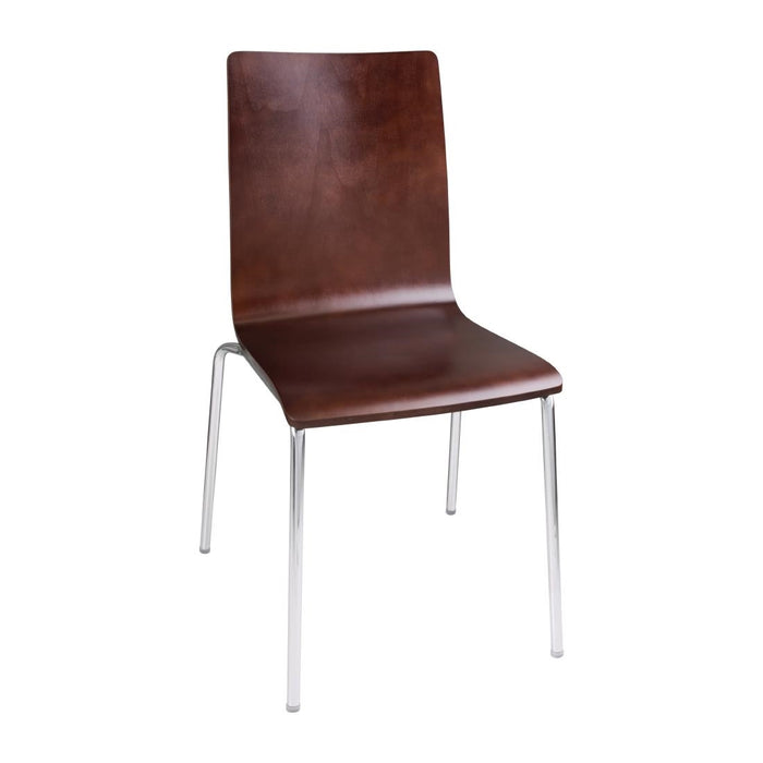 Chrome Steel Frame. Beech Veneer Seat. Seat Height: 460mm. Stackable
