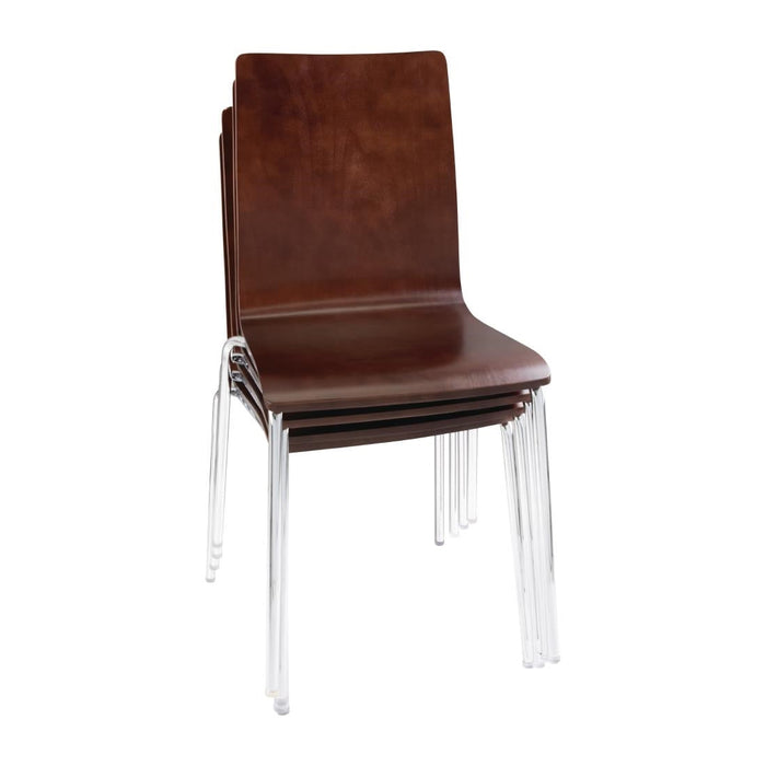 Bolero Square Back Side Chair Dark Chocolate Finish (4 Pack) Bolero