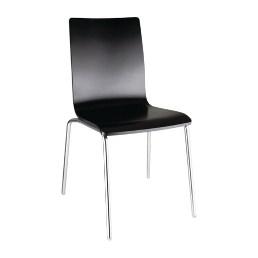 Chrome Steel Frame. Beech Veneer Seat. Seat Height: 460mm. Stackable