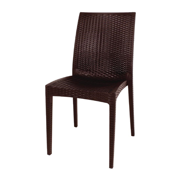 Bolero PP Rattan Bistro Side Chairs Brown (4 Pack) Bolero