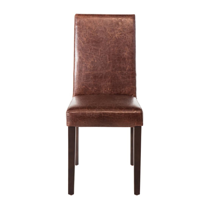 Bolero Faux Leather Dining Chair Antique Brown (2 Pack) Bolero
