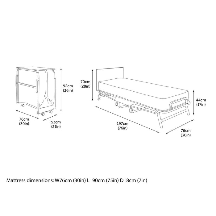 Jay-Be Contract Folding Bed with Water Resistant Mattress Single in Black Colour Jay-Be