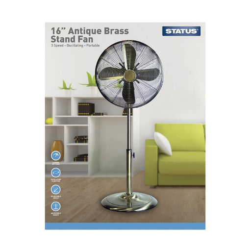 Status 16" Oscillating Antique Brass Stand Fan Status