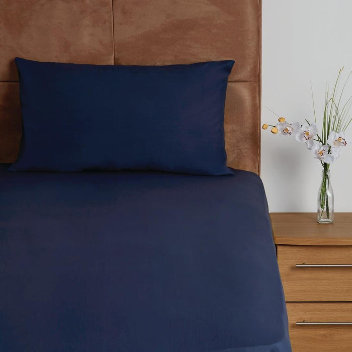 Mitre Essentials Temir Fitted Sheet Navy Double Mitre Essentials