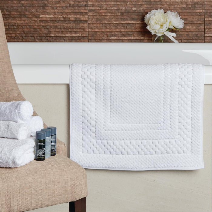 Mitre Heritage Chequers Bath Mat White Mitre Heritage