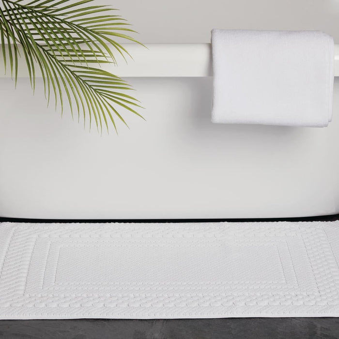Mitre Heritage Chequers Bath Mat White Mitre Heritage