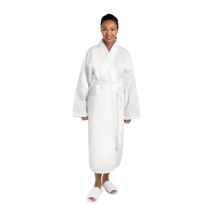 Mitre Essentials Honeycomb Bathrobe White Medium Mitre Essentials