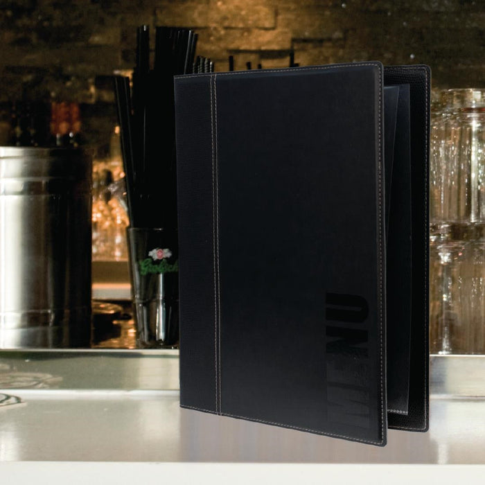 Securit Contemporary Menu Cover Black A4 Securit