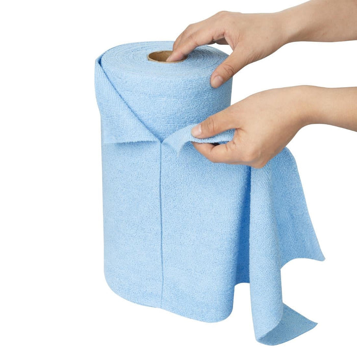 Nisbets Essentials Blue Micro Fibre Cloth 300x300mm - Roll of 50 tear-off sheets Nisbets Essentials