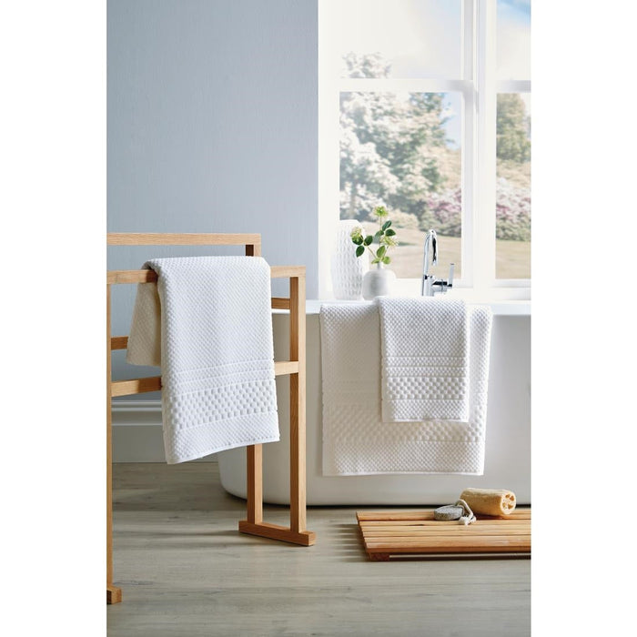Mitre Heritage Chequers Bath Mat White Mitre Heritage