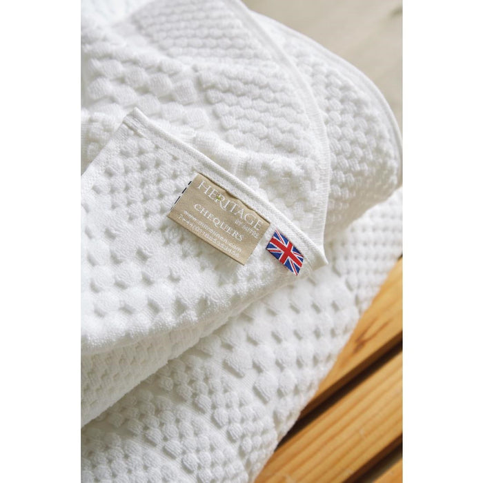 Mitre Heritage Chequers Bath Mat White Mitre Heritage