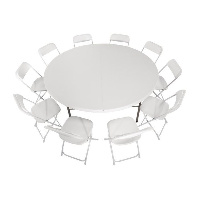 Bolero Round PE Centre Folding Table White 6ft Bolero