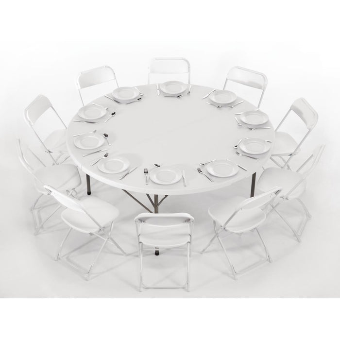 Bolero Round PE Centre Folding Table White 6ft Bolero