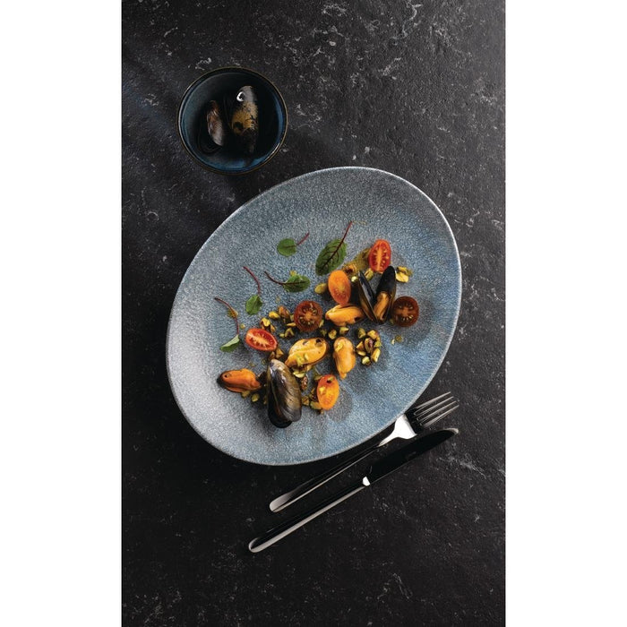 Churchill Studio Prints Raku Oval Coupe Plates Topaz Blue 317mm (12 Pack) Churchill