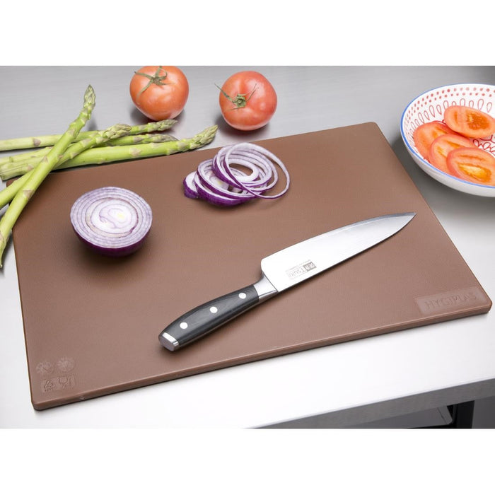 Hygiplas Low Density Antibacterial Chopping Board Brown 450x300x10mm Hygiplas