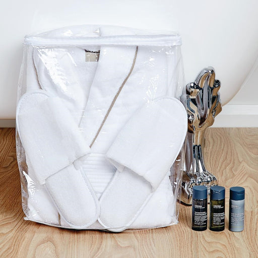 Pack Contents: 1 x Bathrobe, 1 x Set Slippers, 1 x Storage Bag