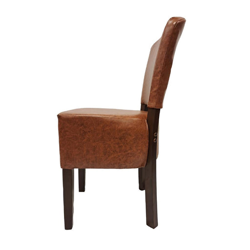 Hanoi Dining Chair In Dark Walnut with Bison Vinyl Tan (2 Pack) Everyday