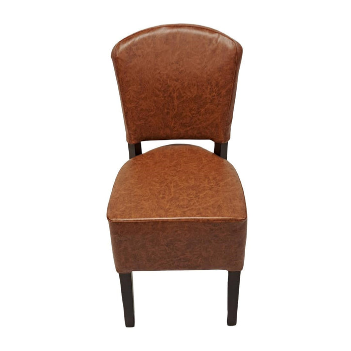 Hanoi Dining Chair In Dark Walnut with Bison Vinyl Tan (2 Pack) Everyday