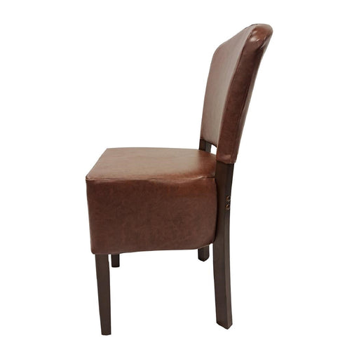 Hanoi Dining Chair In Dark Walnut with Bison Vinyl Espresso (2 Pack) Everyday
