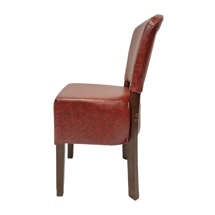 Hanoi Dining Chair In Dark Walnut with Bison Vinyl Bordeaux (2 Pack) Everyday