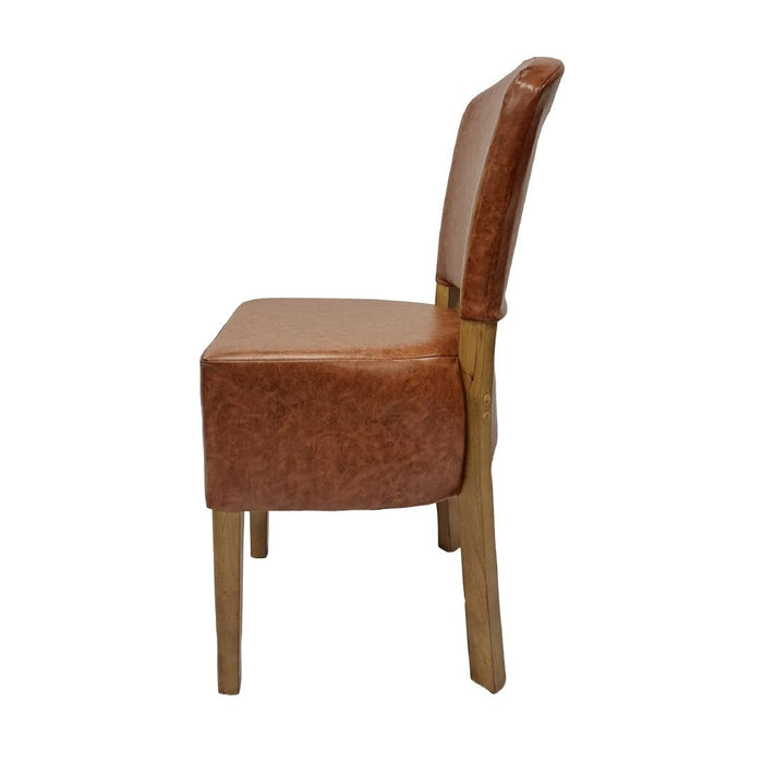 Hanoi Dining Chair In Weathered Oak with Bison Vinyl Tan (2 Pack) Everyday