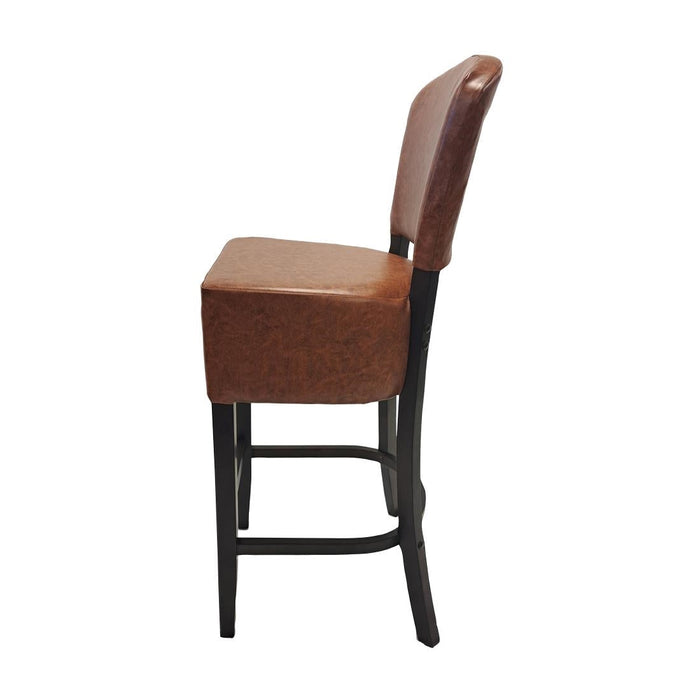 Hanoi Bar Chair in Dark Walnut with Bison Tan Vinyl Everyday