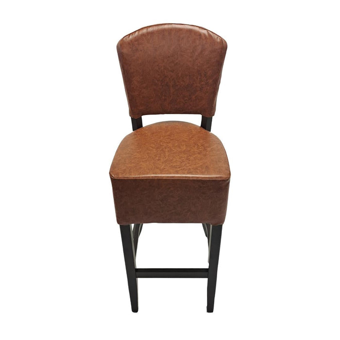 Hanoi Bar Chair in Dark Walnut with Bison Tan Vinyl Everyday