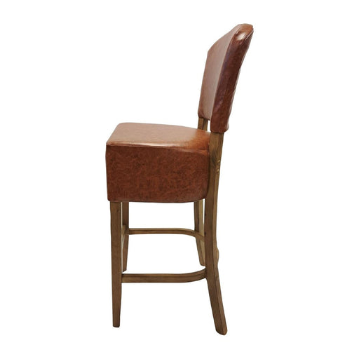 Hanoi Bar Chair in Weathered Oak with Bison Tan Vinyl Everyday