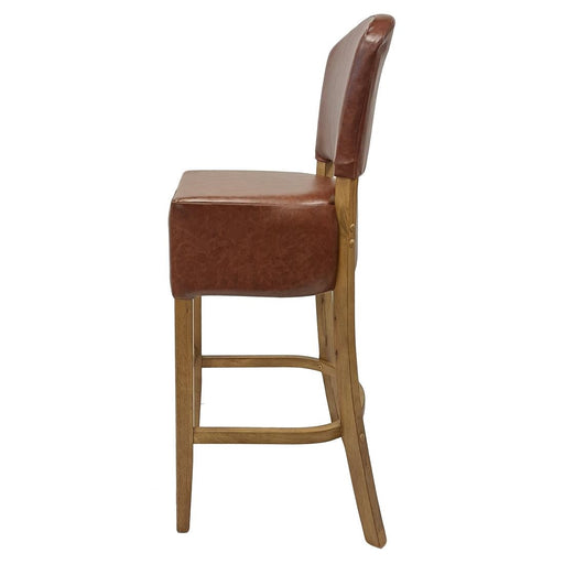 Hanoi Bar Chair In Weathered Oak with Bison Espresso Vinyl Seatpad Everyday