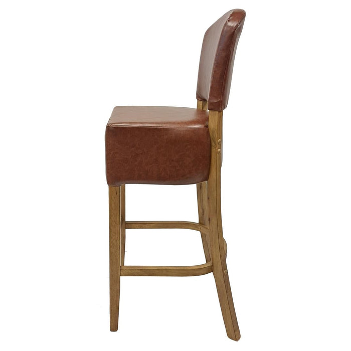 Hanoi Bar Chair In Weathered Oak with Bison Espresso Vinyl Seatpad Everyday